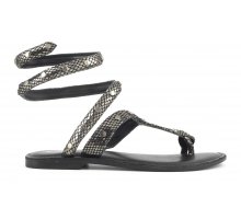Wrap up laminated leather sandal with studs F0817888-0278 Autentico